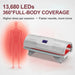 Coverage infographic pairing a red body silhouette with the Nextgen Fit Light Therapy Bed and its 13,680 LED count