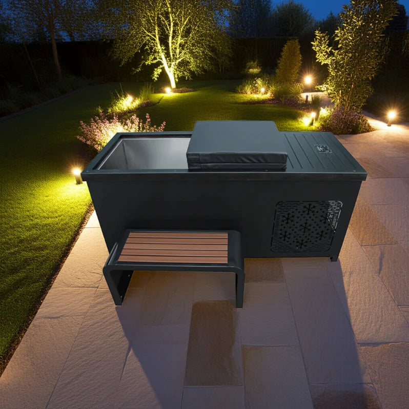 Outdoor Hot and Cold Plunge Tub Combo | Built-in-Chiller – Black
