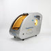MedEq TimePod 2 triangular hard-shell hyperbaric chamber, silver, angled view