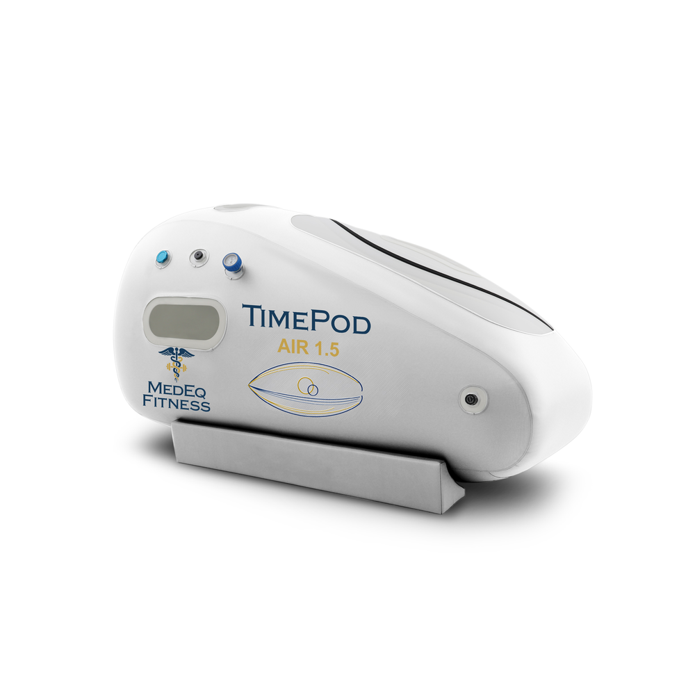 MedEq TimePod Air 1.5 Pro soft-shell hyperbaric chamber, white, front view