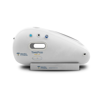 MedEq TimePod Air 1.5 Pro soft-shell hyperbaric chamber in white, side view