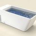 MedEq acrylic plunge pool with integrated chiller/heater, white acrylic, side view