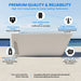 Quality and reliability callouts naming sensors, pump and refrigerant on the AMBOHR All-in Cold Plunge Spas tub