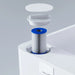 Exploded view of the pleated filter cartridge lifting out of the AMBOHR All-in Ice Bath Systems filter bay