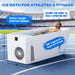 Athlete recovery graphic marking the 115° backrest and 77 inch length of the AMBOHR All-in Cold Plunge Spas tub