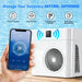 Phone app set to 34°F beside the AMBOHR All-in Cold Plunge Tub with timer and monitoring icons above