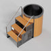 Raised angle on the ambohr Armor ArmorSteel CR ice bath chair showing wide entry steps and the open plunge basin