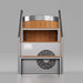 Head-on look at the ambohr Armor ArmorSteel CR ice bath tub with stacked steps, twin fan grilles and curved handrails