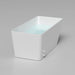 Angled studio render of the AMBOHR Cold Plunge Fiber Core Flex Tub FiberCore Flex holding pale blue water with side hose fittings