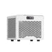 Angled view of the white AMBOHR Mini Chiller Cold Plunge Chiller with louvered side vents, digital panel and filter housing