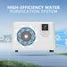 Water purification feature graphic with blue airflow swirls around the AMBOHR Ultra Chiller Cold Plunge fan grille