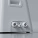 Close-up of threaded 3/4 inch water fittings and drain port on the AMBOHR Ultra Chiller Heating Cooling Chiller