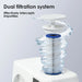 Exploded dual filtration diagram showing the pleated cartridge inside the AMBOHR Ultra Chiller Cold Plunge Chiller
