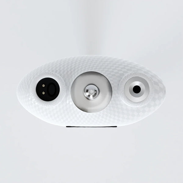 Top view of the America Cryo SubZero cryotherapy unit head with infrared sensor, central spray outlet and distance sensor