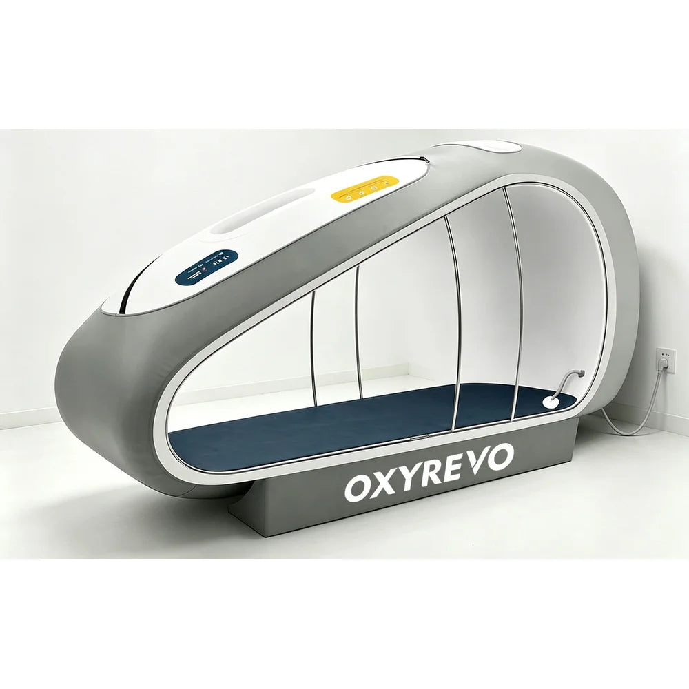 Navy anti-static mat and grounding wire routed to a wall socket in the Oxyrevo Forward90 Portable Hyperbaric Chamber
