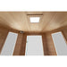 Interior front view of the Blisspod Vienna Far Infrared Sauna with ceiling LED, glass door and slim side windows