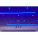 Ceiling LED bars and star points glowing blue from the Blisspod Bergen Full Spectrum Sauna colour light system