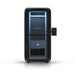 Closed door and blue-lit interior on the Tsb360 Cryo Q One single-person cold therapy cabin, front studio view