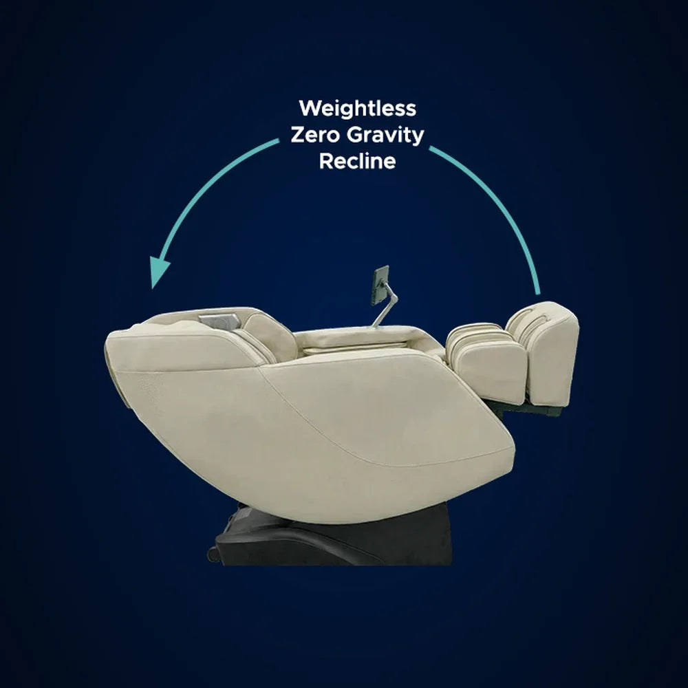Teal arc showing the reclining motion into zero gravity on the Infinity Celebrity Elite 4D Massage Chair
