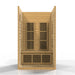 Open front render of the Maxxus Seattle 2 Person Infrared Sauna with back heating panels, bench and slatted floor