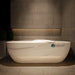 Side view render of the Dreampod Home Float Pro Flotation Tank with slatted cover closed and round hatch panel raised