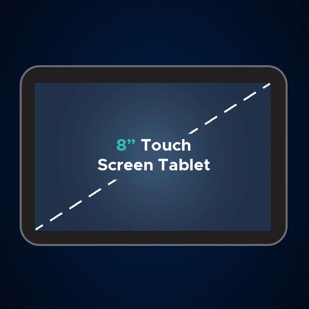 Diagonal measurement graphic for the 8 inch tablet remote of the Infinity Celebrity Elite Massage Chair