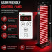 Control panel callouts and 36-inch height of the EXESAS 1000W Dual-Chip Full Body Red Light Therapy Panel