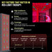 Dark layout listing 1800W energy, 650W usage and coverage distances for the EXESAS ELITE 1800PRO Red Light Therapy Device
