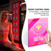 Enlarged LCD touchscreen of the EXESAS ELITE 1800PRO Light Therapy Panel showing muscle recovery mode and countdown timer