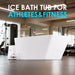 Dimension infographic marking 66, 31 and 24 inches on the AMBOHR Cold Plunge Fiber Core Flex Tub FiberCore Flex in a gym setting