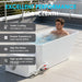 Performance callout graphic for the AMBOHR Cold Plunge Fiber Core Flex Tub FiberCore Flex listing cooling rate, capacity and noise level