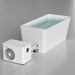 Angled studio render of the AMBOHR Cold Plunge Fiber Core Flex Tub FiberCore Flex connected to the Pro Chiller showing 32°F display