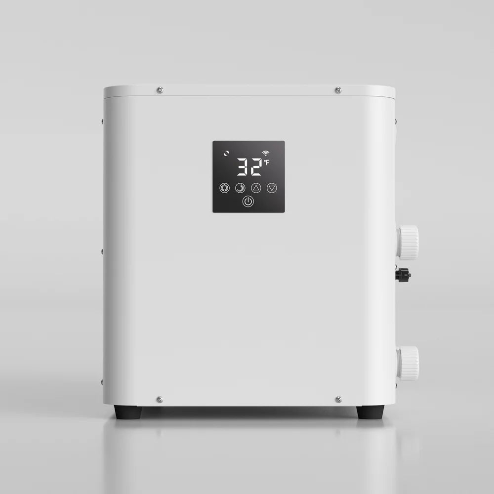 White cabinet and 32°F LED touch display on the AMBOHR Pro Chiller Recovery Chiller shot straight on
