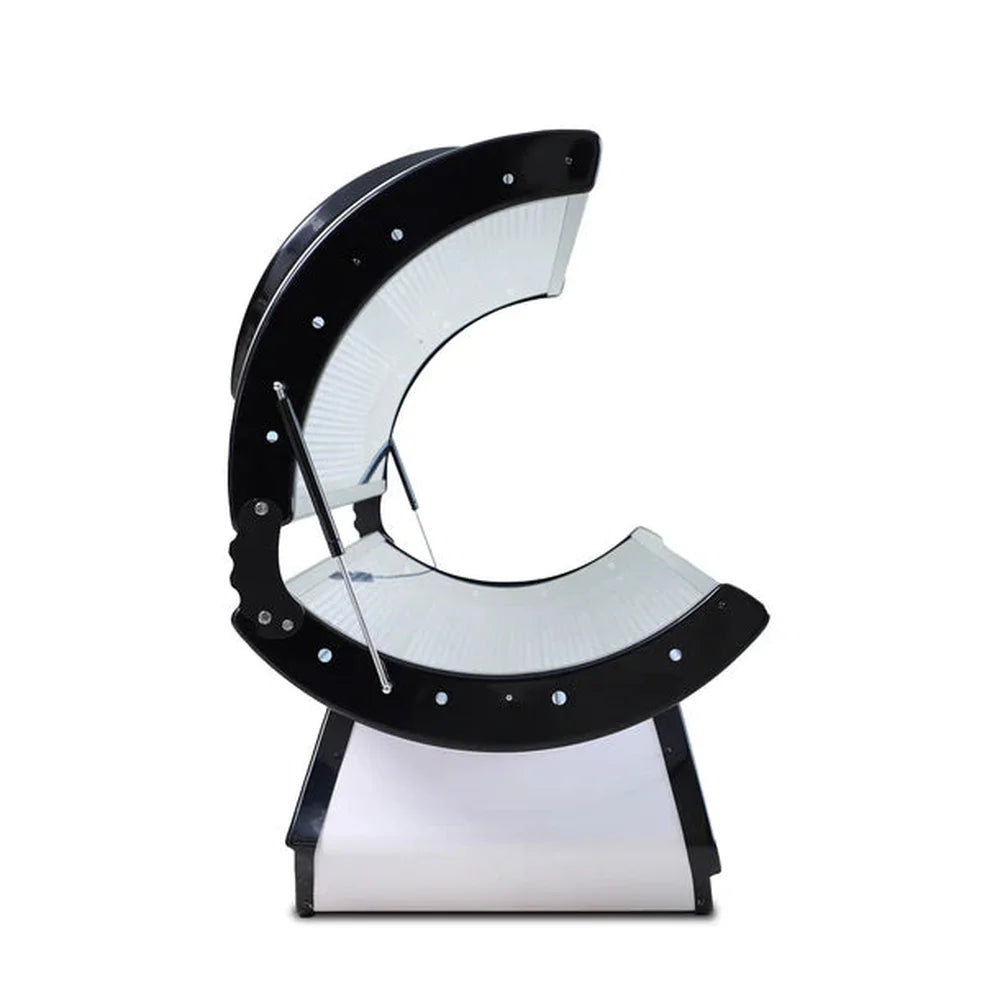 Side profile of the open Galaxy Zero USA Capsule showing the curved upper panel, lower bed and support strut
