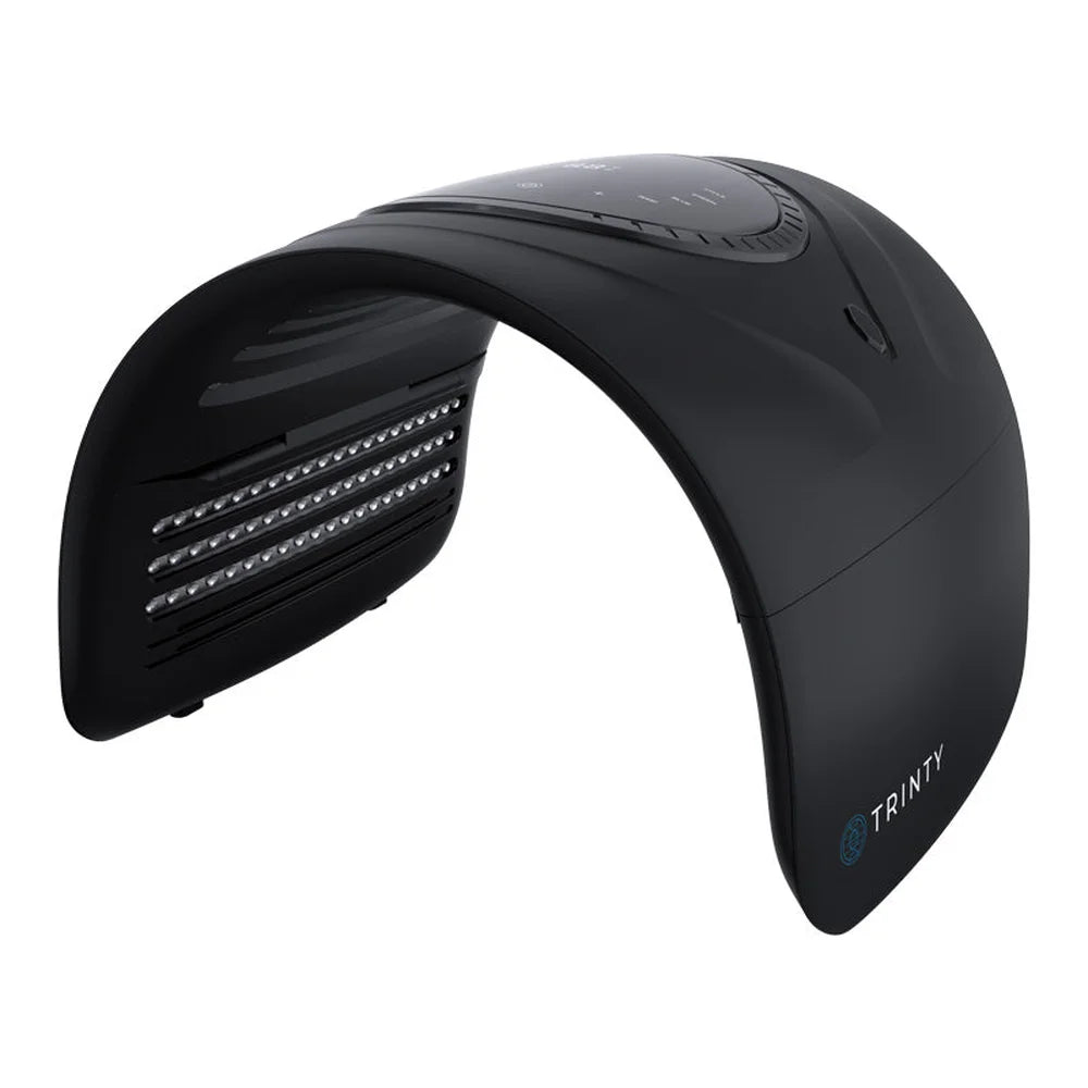 Powered-off Galaxy Zero Trinty LED Device shown at an angle with matte black housing and unlit LED bead rows