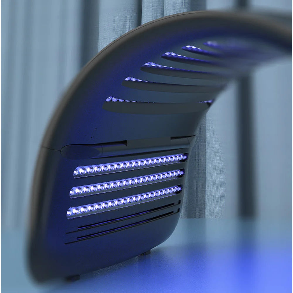 Close-up of blue LED bead rows and vent slats on the Galaxy Zero USA Trinty LED Device canopy panel