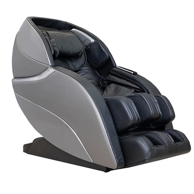 Gray and black Infinity Gen Max 4D shown at a slight front angle on white with seat, armrests and foot wells visible