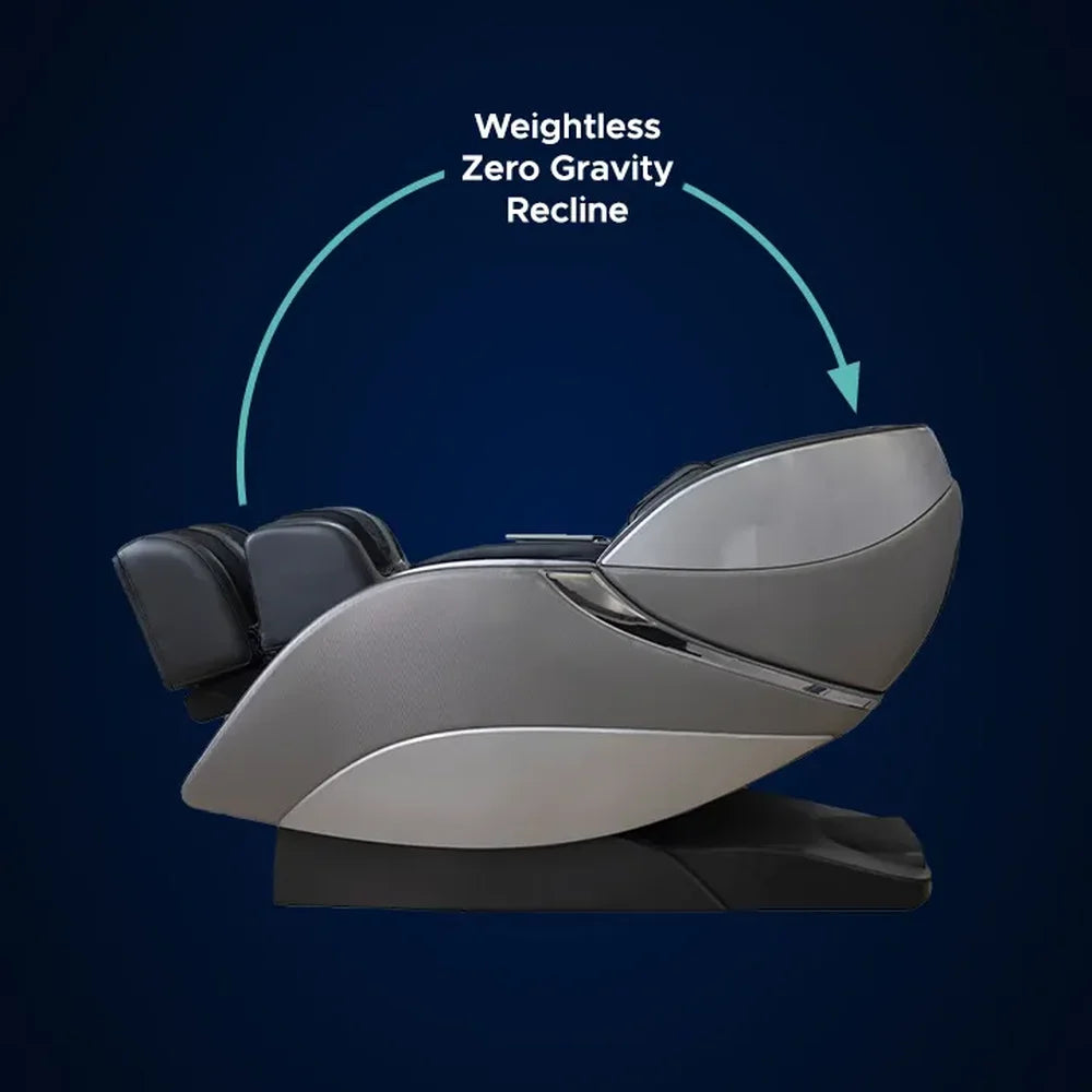 Reclined gray chair with legs raised showing the zero gravity position of the Infinity Massage Chairs Gen Max 4D Massage Chair