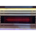 Red glass infrared heater element lit up behind the grille of the Blisspod Helsinki Infrared Sauna
