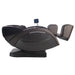 Dark brown Infinity Massage Chairs Aura Elite Massage Chair reclined flat with footrest raised on white