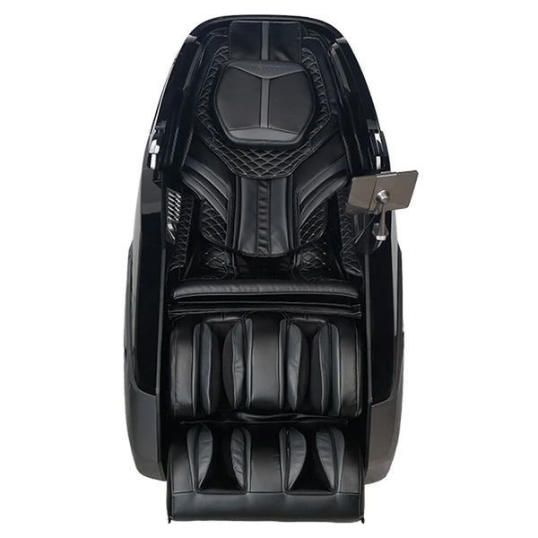 Front view on white of the Infinity Massage Chairs Circadian DualFlex Massage Chair in black leather