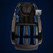Blue highlighted airbags at shoulders, arms, calves and feet on the Infinity Circadian Syner-D Massage Recliner