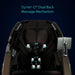 Upper and lower roller heads with movement arrows inside the seat back of the Infinity Circadian Syner-D Massage Chair