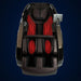 Red glowing lumbar and calf heat zones mapped on the Infinity Circadian Syner-D Chair front view