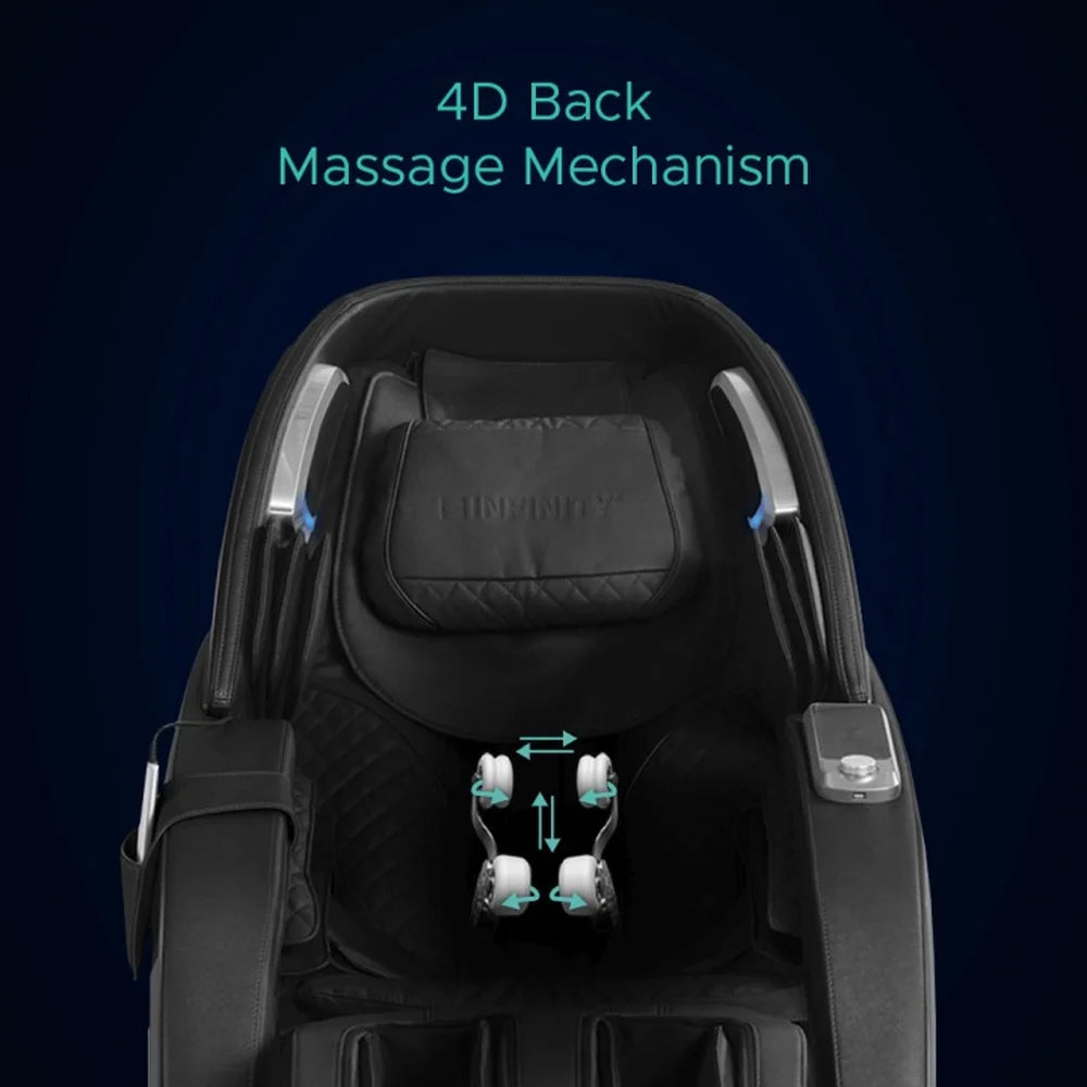 Roller motion arrows on the backrest illustrating 4D movement in the Infinity Massage Chairs Dynasty Massage Chair