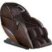 Dark brown and copper Infinity Dynasty 4D Massage Chair angled right on a white studio background
