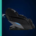 Two-inch wall clearance callout beside the reclining Infinity Dynasty 4D Massage Chair side profile