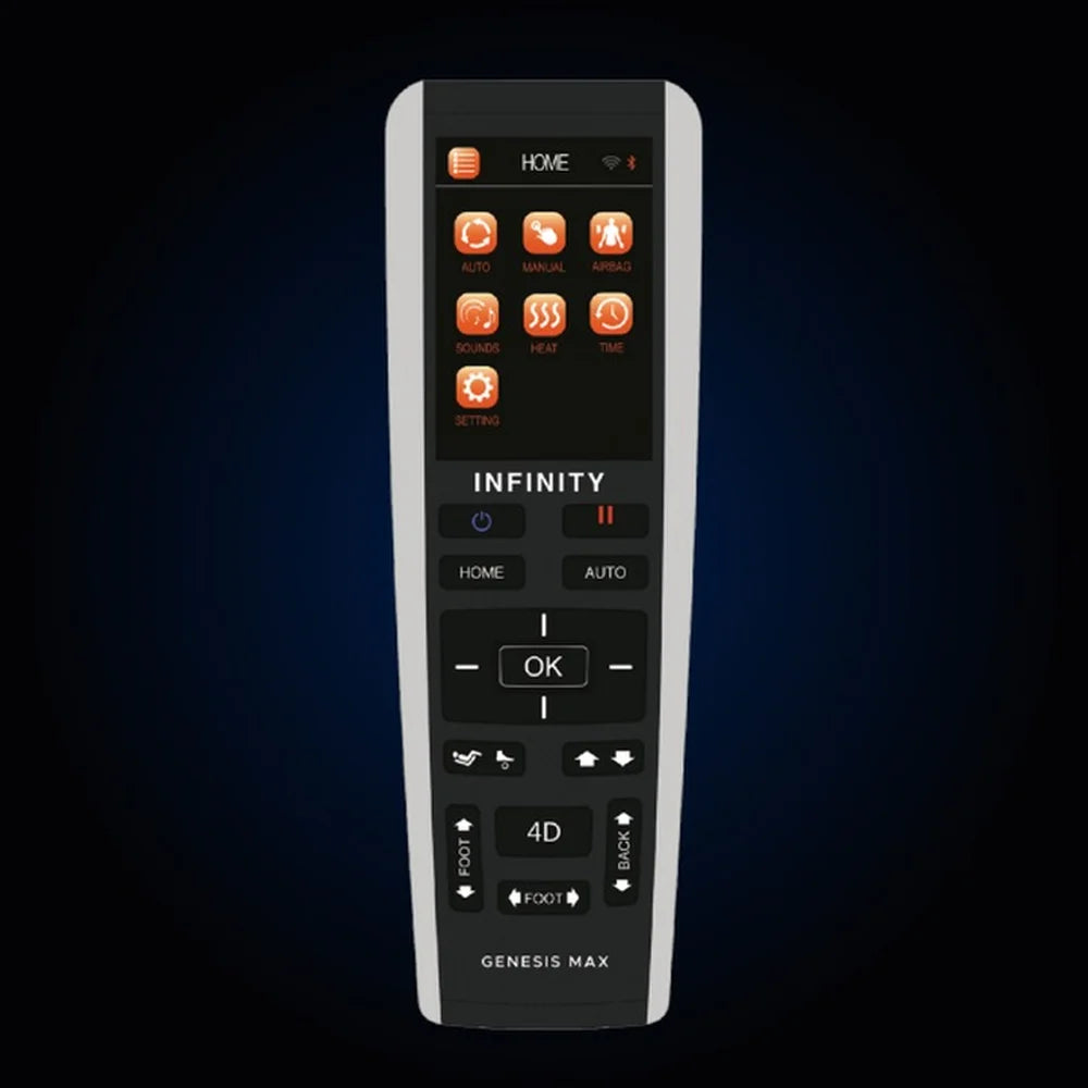 Color menu remote of the Gen Max Gen Max 4D showing auto, manual, airbag, sounds, heat and time icons