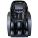 Upright front view of the black Infinity Gen Max 4D with headrest pillow, arm wells and calf and foot compartments