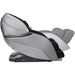 Side profile of the Infinity Gen Max 4D Massage Chair reclined flat in gray and black with the footrest extended